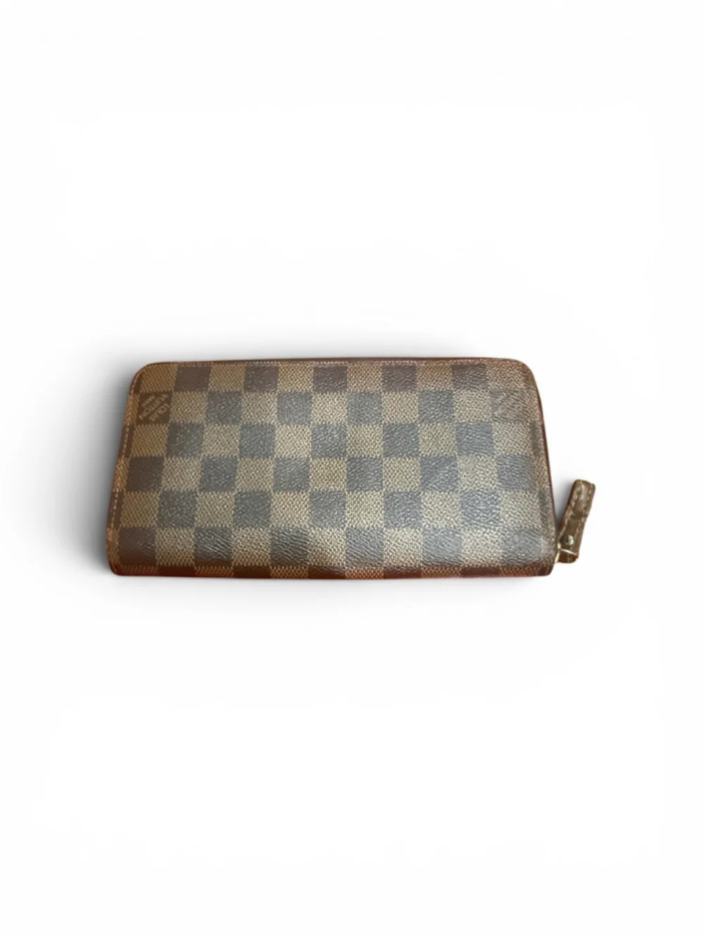 Louis Vuitton Damier Ebene Illustre Zippy Wallet Brown Canvas Purple Interior